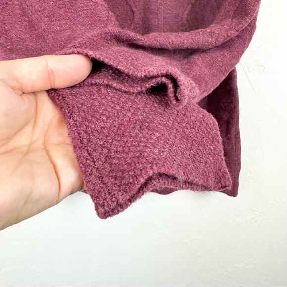 Horny Toad Maroon Lambswool Joanna 1/4 Button Chunky Cable Knit Sweater Size L - Picture 5 of 9